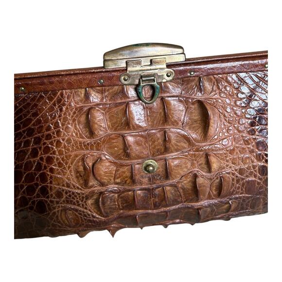 Antique Brown Hornback Alligator Crocodile With Feet Paws Purse Clutch 1940’s - Picture 2 of 16